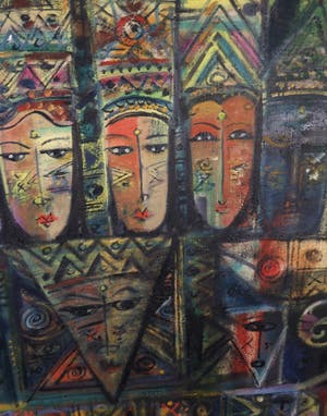 Niet of onleesbaar gesigneerd - Acryl op doek, Bali (Zeer Groot) kopen? Bied vanaf 10!