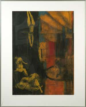 Ru van Rossem - Ets en aquatint, Circusartiesten - Ingelijst verkocht voor € 80!