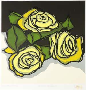 Fon Klement - Boardsnede, Roses des Freyculs - Ingelijst verkocht voor € 1!