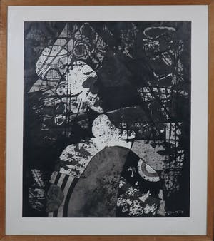 Jaap Jungcurt - Gemengde techniek op papier, K.O.N. - Ingelijst kopen? Bied vanaf 50!