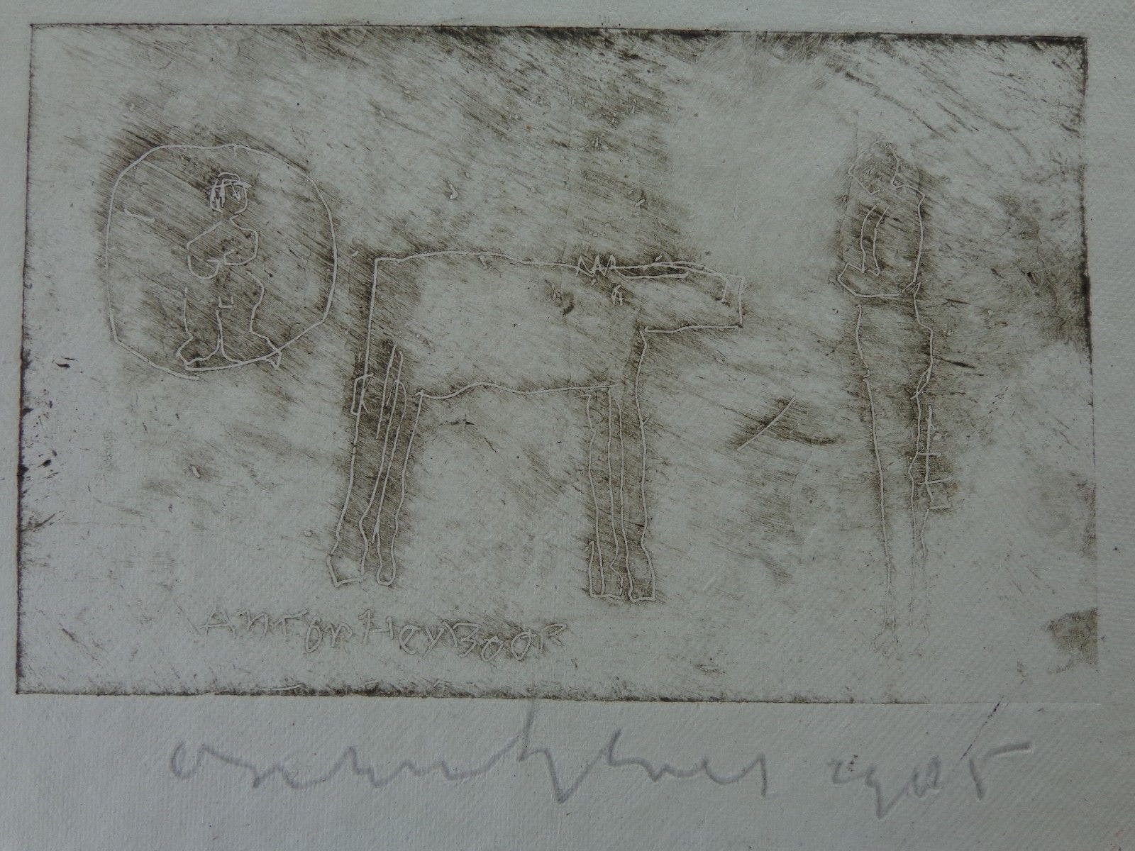 Anton Heyboer - FIGURATIE / ZW-W ETS / 29x39cm / SIG / 1985 kopen? Bied vanaf 155!