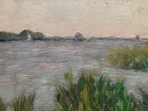 Henk Leurs - Hollands polderlandschap met bootje aan de horizon kopen? Bied vanaf 175!