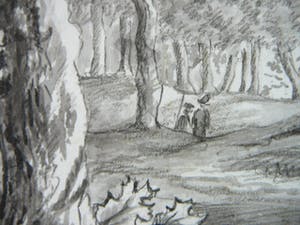 Willem Steelink (jr.) - Heuvelachtig boslandschap met wandelaars kopen? Bied vanaf 50!