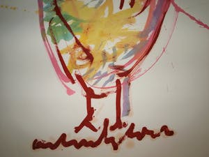 Anton Heyboer - Olieverf en acrylverf, Kip / Oervogel – 107 x 79 cm - ca. 1980 kopen? Bied vanaf 125!