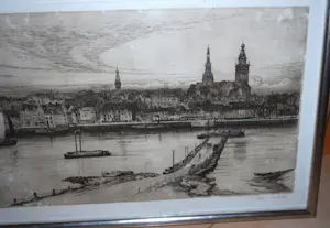 Buy Eugene Lucker - Gezicht op Nijmegen vanuit Lent? Bid from 100!