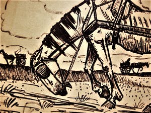 Kees Heynsius - Krachtige omstreeks 1920 gemaakte Inkt tekening "tegen de hoogte op" gesigneerd kopen? Bied vanaf 26!