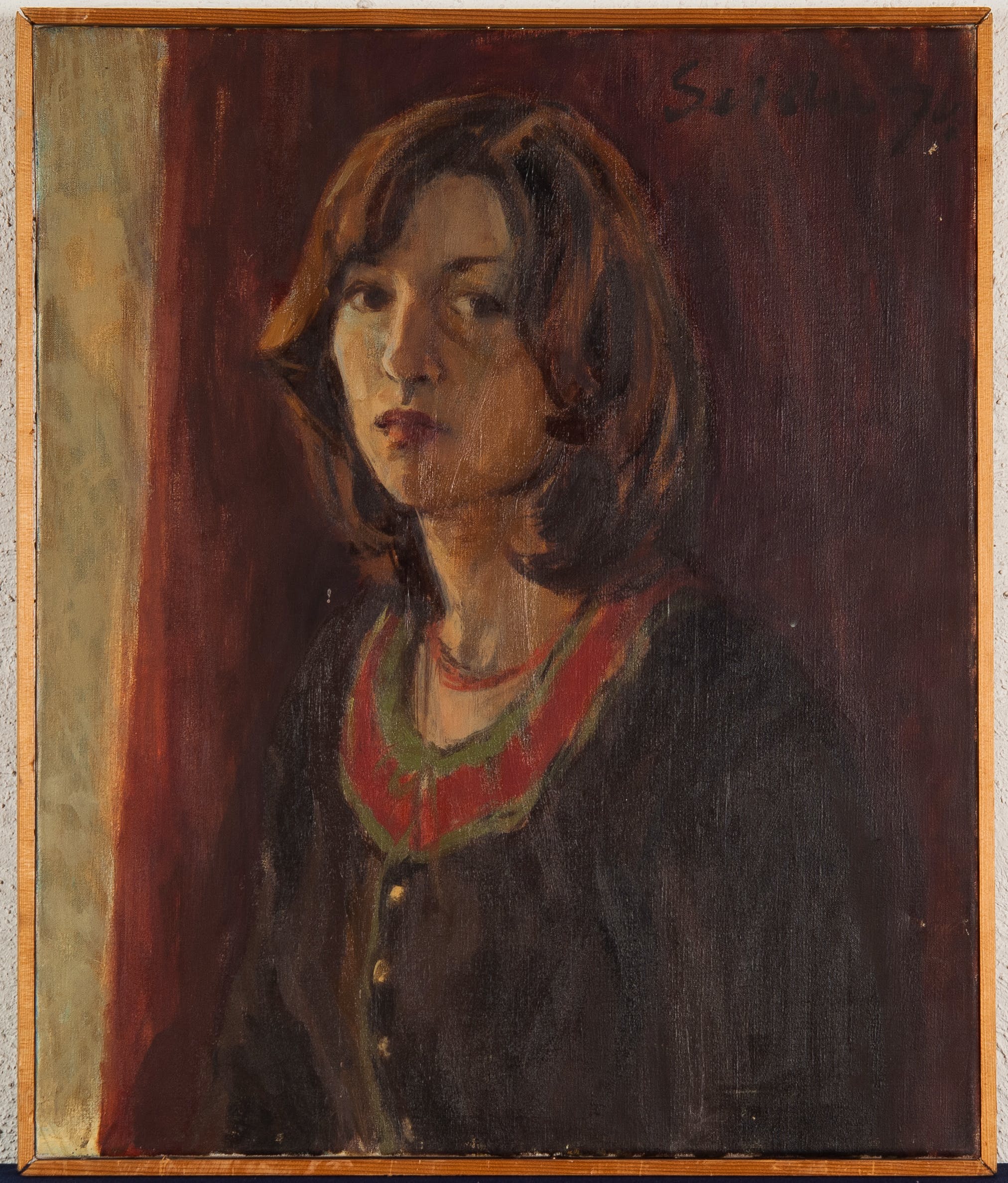 Setske Beek - Zelfportret - Olieverf op doek - gesigneerd r.b. - BKR Amsterdam - 1974 kopen? Bied vanaf 10!