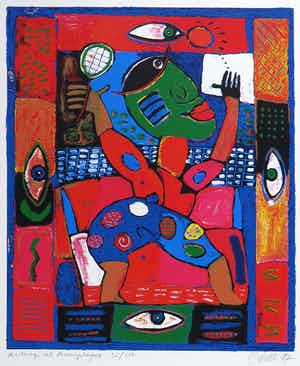 Clemens Briels - Zeefdruk, The magical tennisplayer verkocht voor € 50!