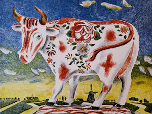 AcheterHerman Berserik - Grote -1986- kleuren lithografie "de koe van Cara" oplage 137/175 - potl. gesign? Enchérissez de 58!
