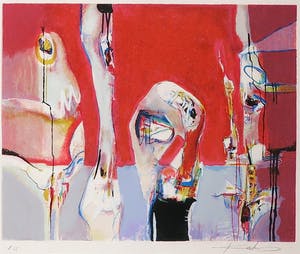 Kantcho Kanev - Zeefdruk, Red - Ingelijst kopen? Bied vanaf 40!