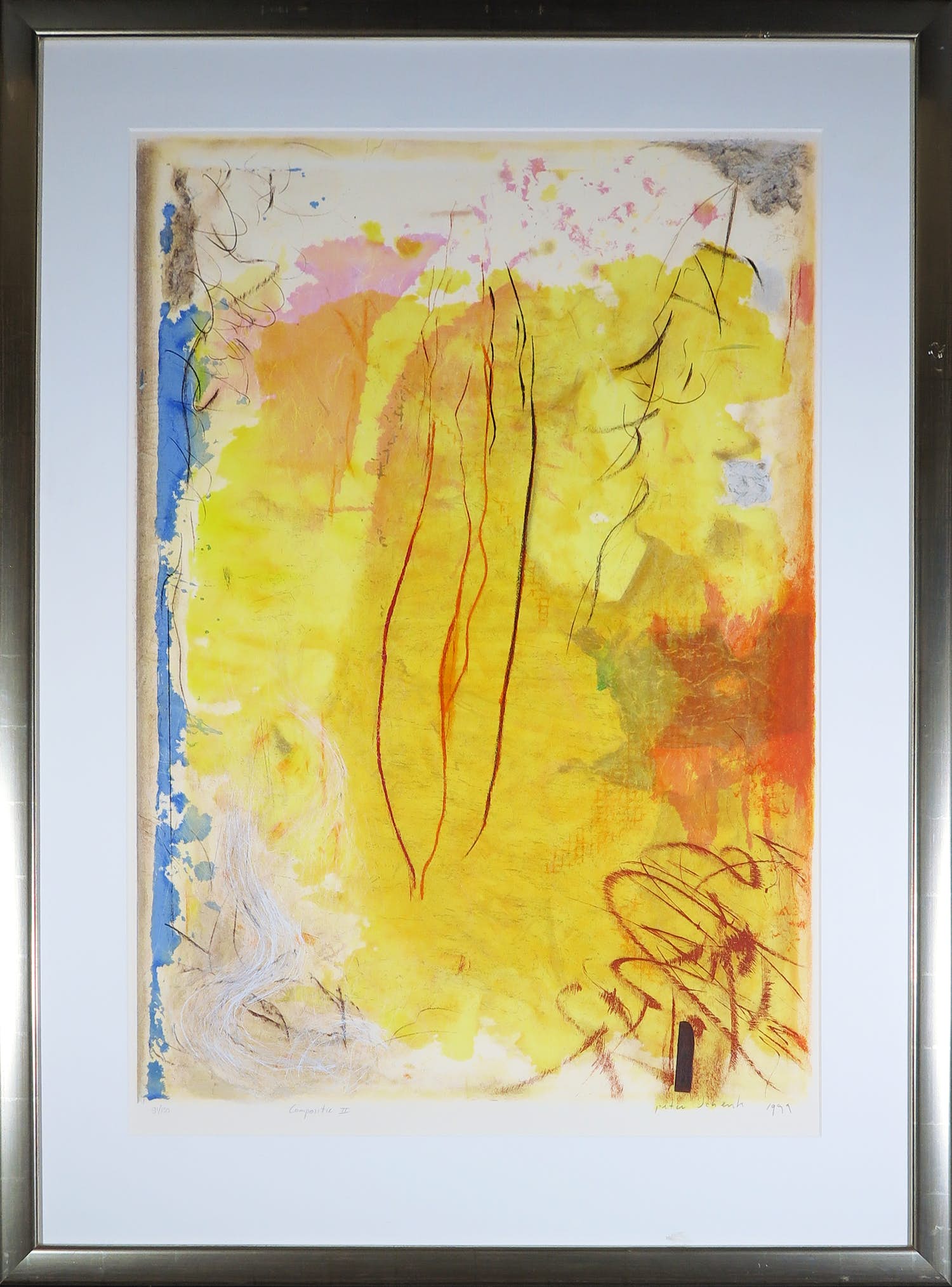 Peter Schenk - Zeefdruk, Compositie II - Ingelijst (Zeer groot) verkocht voor € 60!