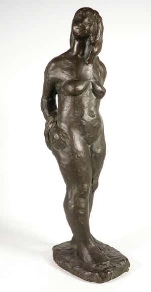 Brons (Onbekend) - Groot staand vrouwelijk naakt. verkocht voor € 550!