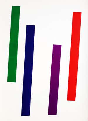 Willem Hussem - Geometrisch abstracte compositie, litho (groot) verkocht voor € 225!