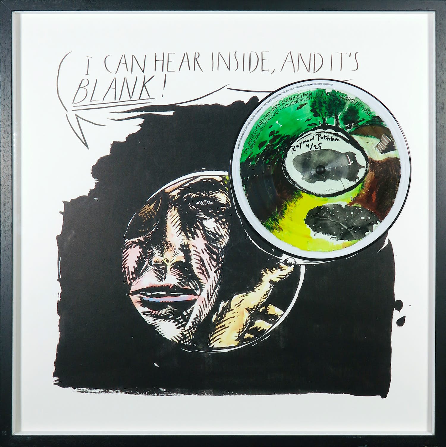 Raymond Pettibon - Gesigneerde zeefdruk en LP, I can hear inside and it's blank! - Ingelijst kopen? Bied vanaf 1!