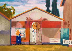 Willem Brauck - kleurenlitho | 'Mobil Esso' | 2006 verkocht voor € 60!