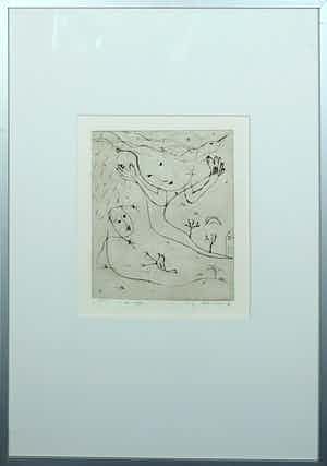 Henk Visch - Ets, De weg... nr. 9 - Ingelijst verkocht voor € 50!