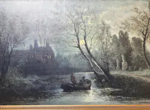Edward Moerenhout - landschap bij maanlicht kopen? Bied vanaf 75!