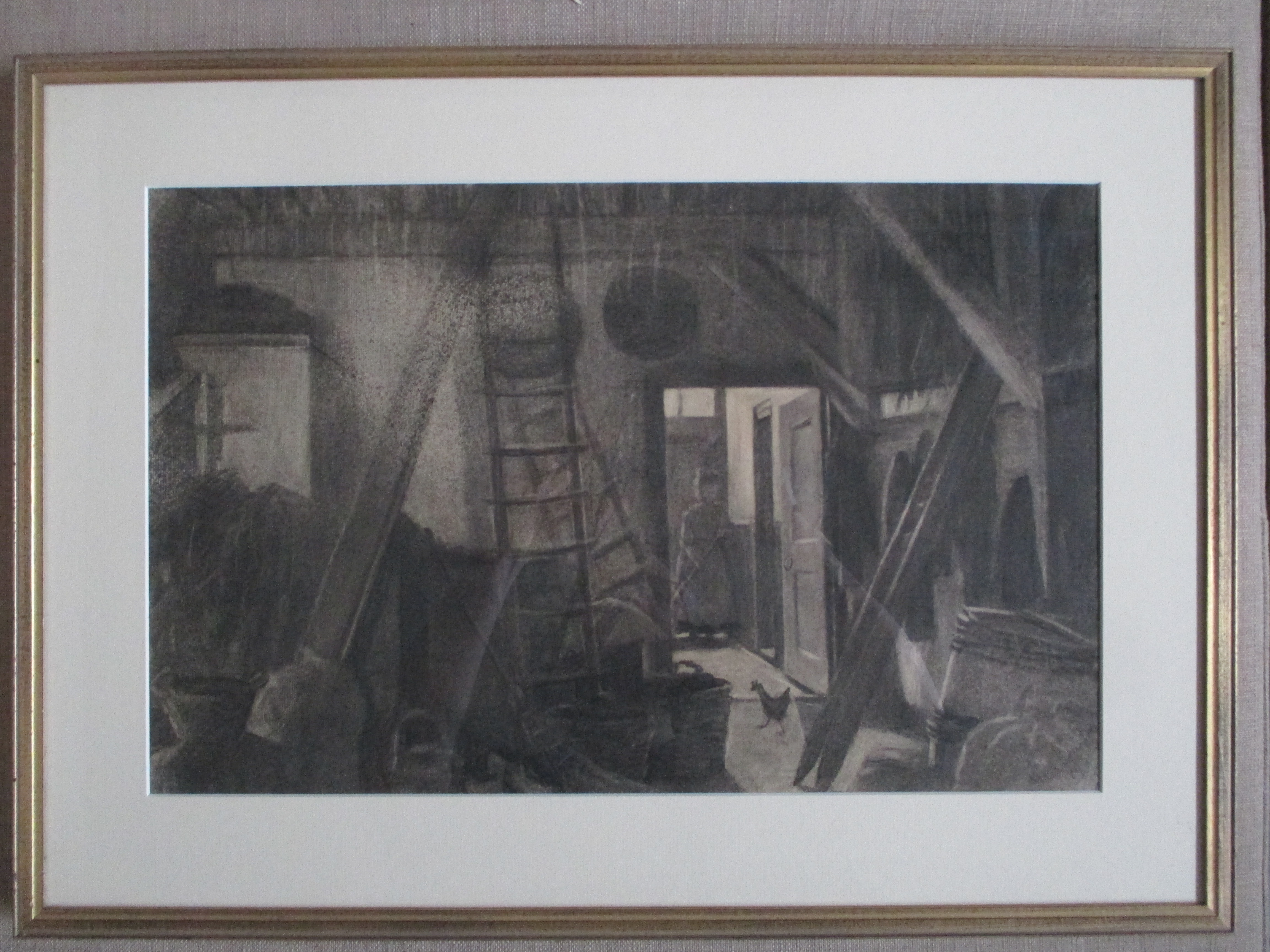 Niet of onleesbaar gesigneerd - Ingelijste krijttekening kopen? Bied vanaf 1!