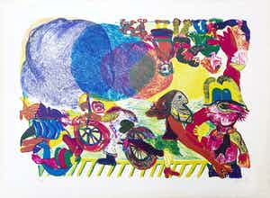 Jacqueline de Jong - kleurrijke steendruk - Zonder titel 6/190 - prent 190 - 21924 verkocht voor € 65!