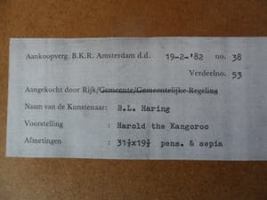 Ben Haring - Harold the Kangoroo, penseeltekening in sepia uit 1981 kopen? Bied vanaf 20!