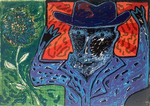 Dodog Soeseno - Kleurenzeefdruk | 'Gentleman with hat' kopen? Bied vanaf 50!