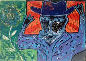 Dodog Soeseno - Kleurenzeefdruk | 'Gentleman with hat' verkocht voor € 50!