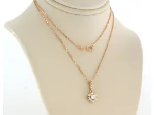 14k rosé gouden collier en hanger met briljant geslepen diamanten tot. 0.26ct kopen? Bied vanaf 375!