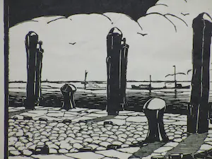 Johan Melse - Aan de Waterweg - Houtsnede kopen? Bied vanaf 30!