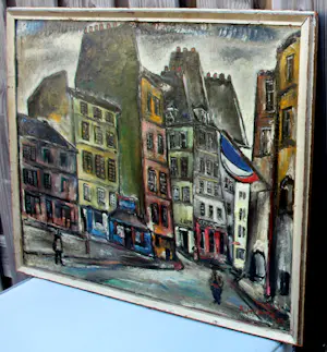 Reimond Kimpe - Ingelijste olieverf op doek: 'Parijs' - 1933 kopen? Bied vanaf 1995!