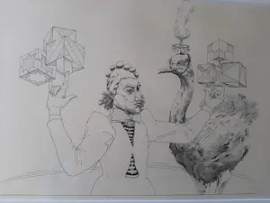 Herman Damen - Tekening, zonder titel, mooi ingelijst. kopen? Bied vanaf 40!