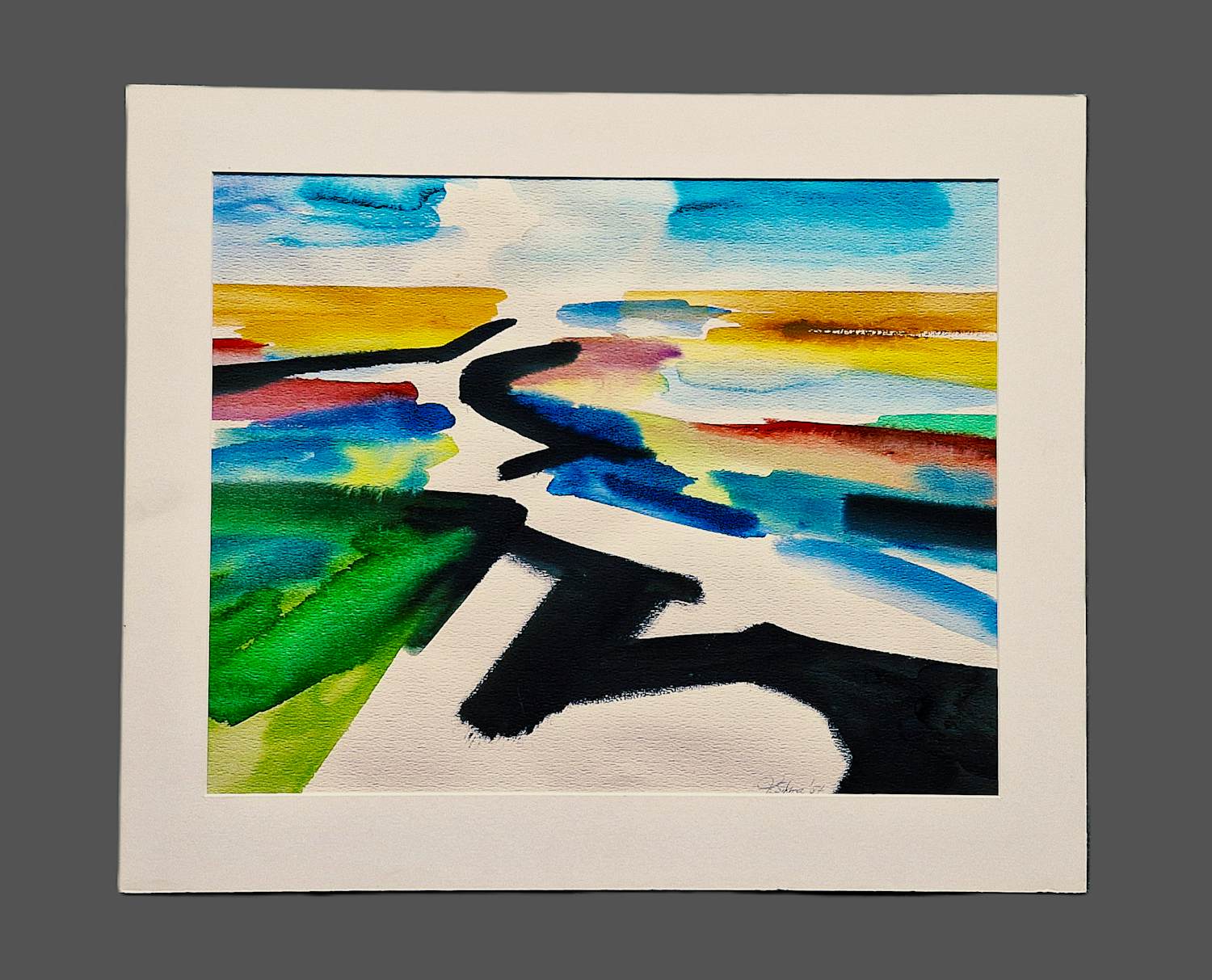 Eddy Sikma - Grote expressionistische gouache "Noordelijk landschap" - gesigneerd kopen? Bied vanaf 58!