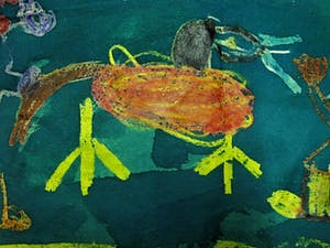 Ernst Vijlbrief - Jaren 60 - Leuke kinderlijke Aquarel "FEEST!" gesigneerd kopen? Bied vanaf 10!