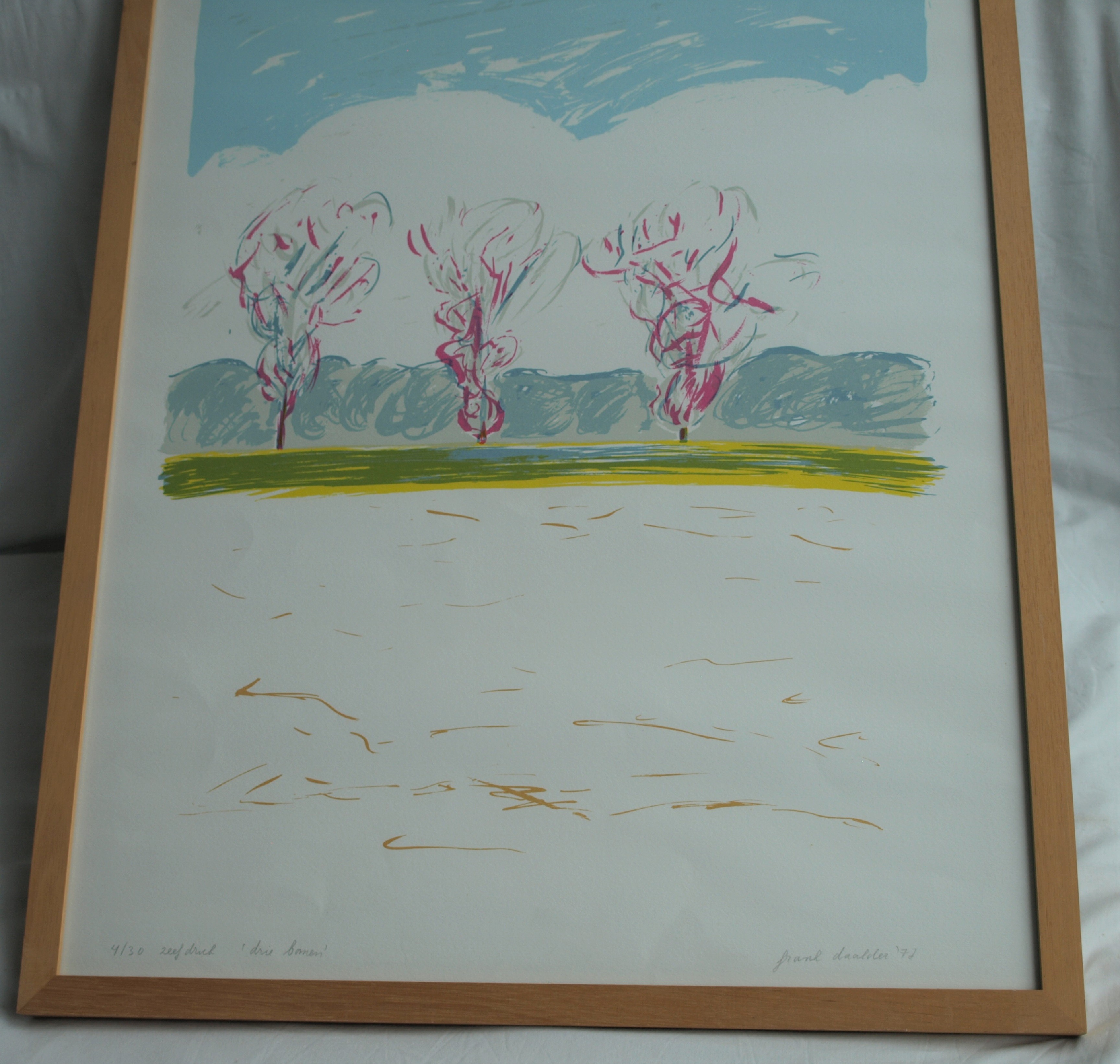 Frank Daalder - Zeefdruk , Drie bomen – gesigneerd & ingelijst - 1977  kopen? Bied vanaf 1!