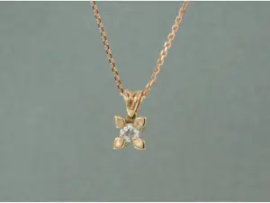 14k rosé gouden collier en solitair hanger met Bolsjewiek geslepen diamant kopen? Bied vanaf 260!