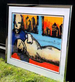 Herman Brood - grote ingelijste zeefdruk: Metro lovers (prachtige lijst!) kopen? Bied vanaf 695!