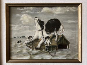 Niet of onleesbaar gesigneerd - Honden tijdens de watersnoodramp kopen? Bied vanaf 1!