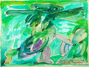 Lucebert - Gouache, waterverf en zwart potlood, Zonder titel verkocht voor € 2500!