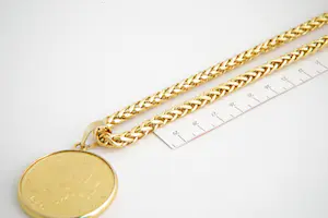 147- Hoog gehlt. 22 Krt gouden Vossestaart collier met zware USA 20$ munt/hanger kopen? Bied vanaf 3260!