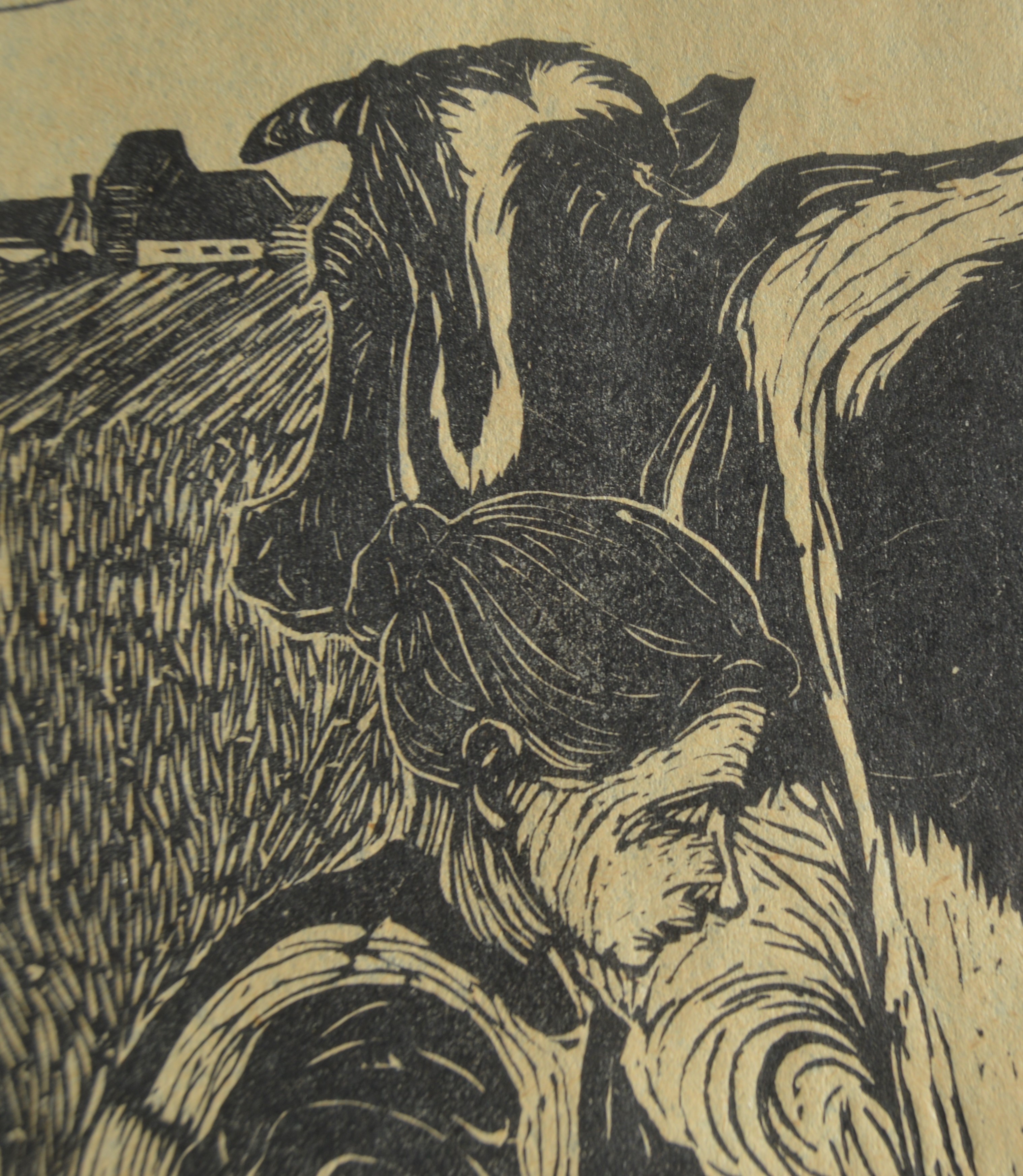 Jan Mankes - Koemelkster - Houtsnede - 1914 - ingelijst kopen? Bied vanaf 399!