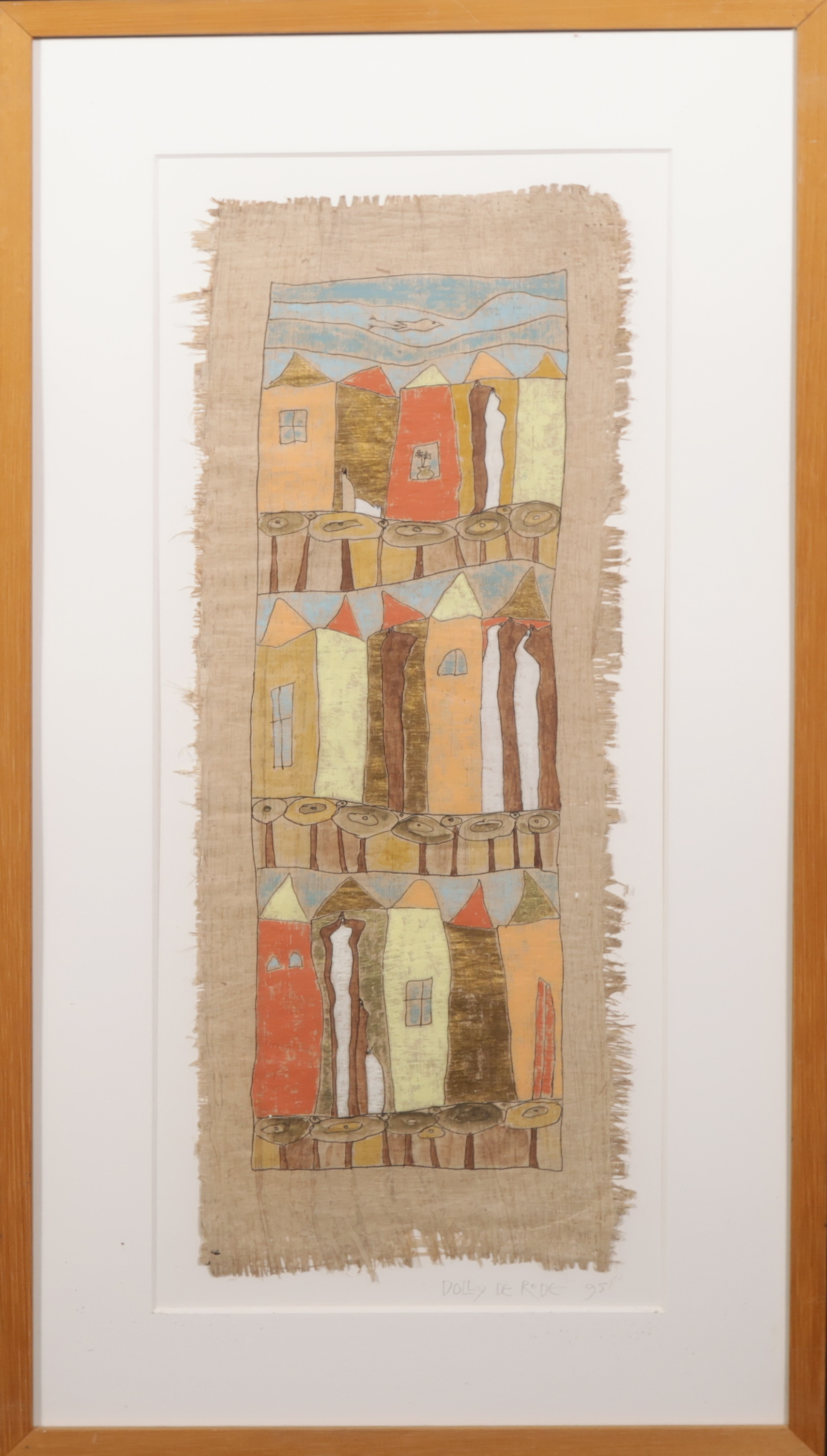 Dolly de Rode - Gouache op papyrus, Zonder titel - Ingelijst kopen? Bied vanaf 35!