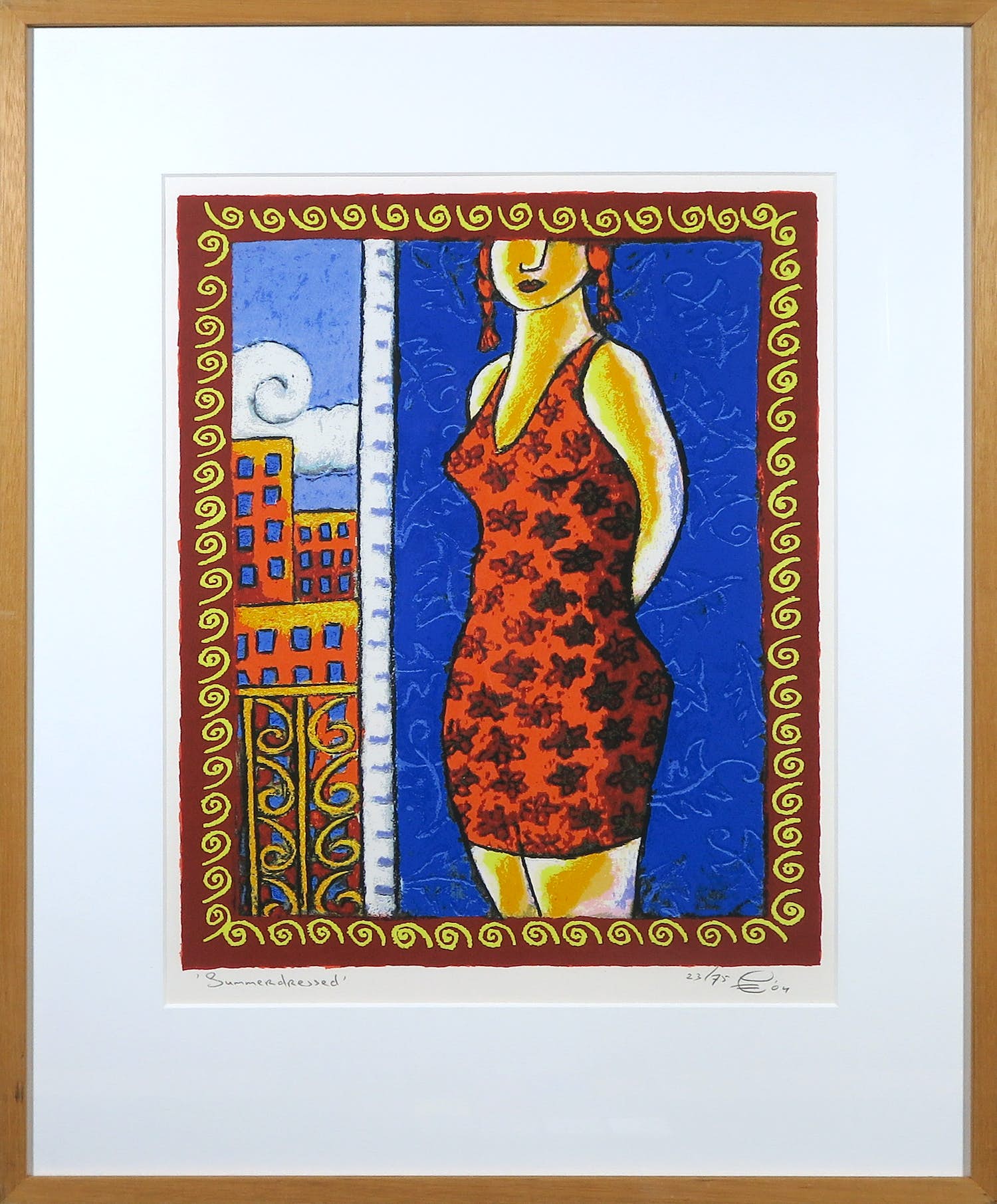 Jacques Tange - Zeefdruk, Summerdressed - Ingelijst verkocht voor € 80!