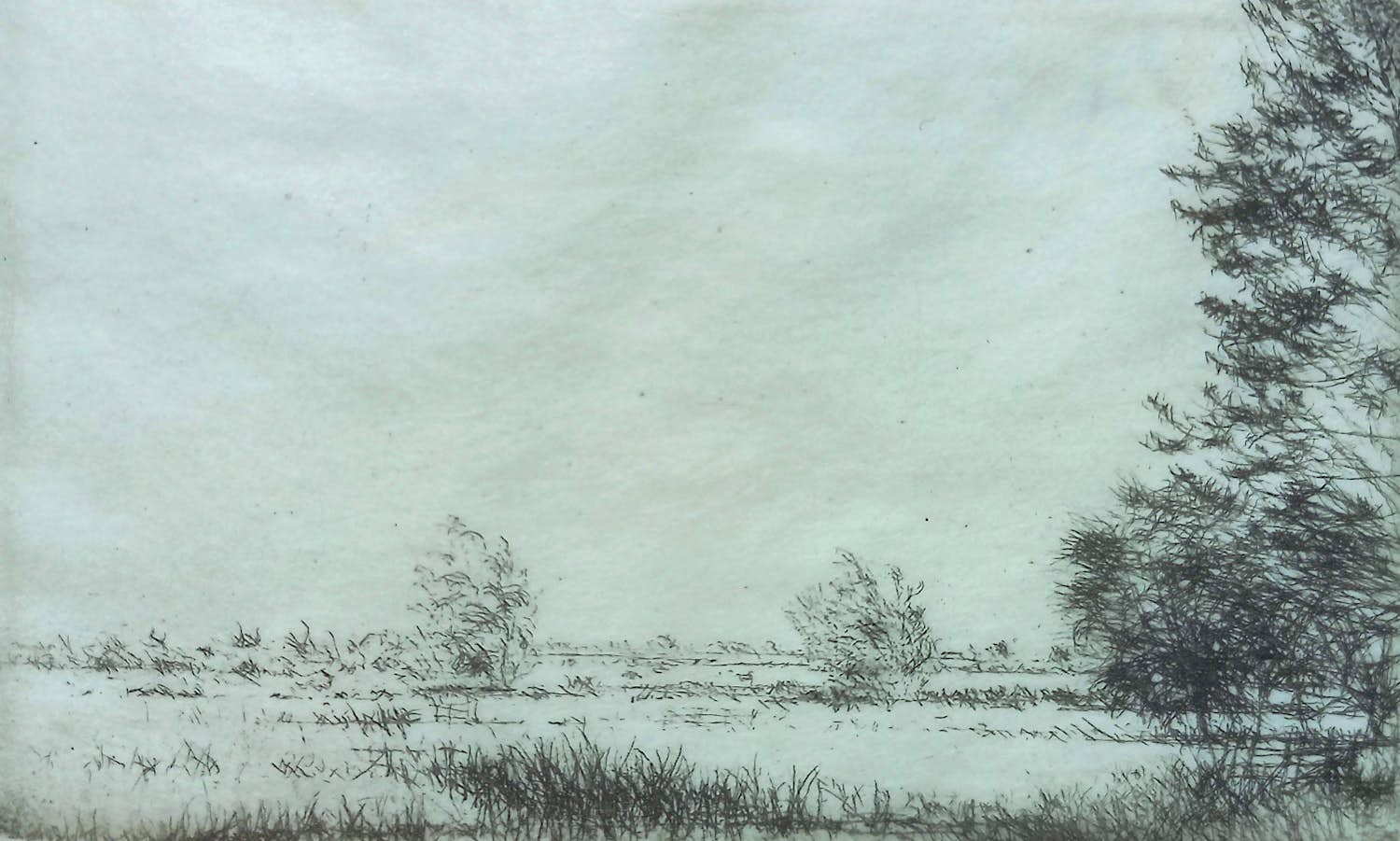 Buy Willem den Ouden - Uiterwaarden, ets (kleine oplage, netjes ingelijst)? Bid from 125!