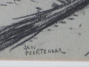 Jan Poortenaar - Landweg bij een boerderij - Tekening kopen? Bied vanaf 1!