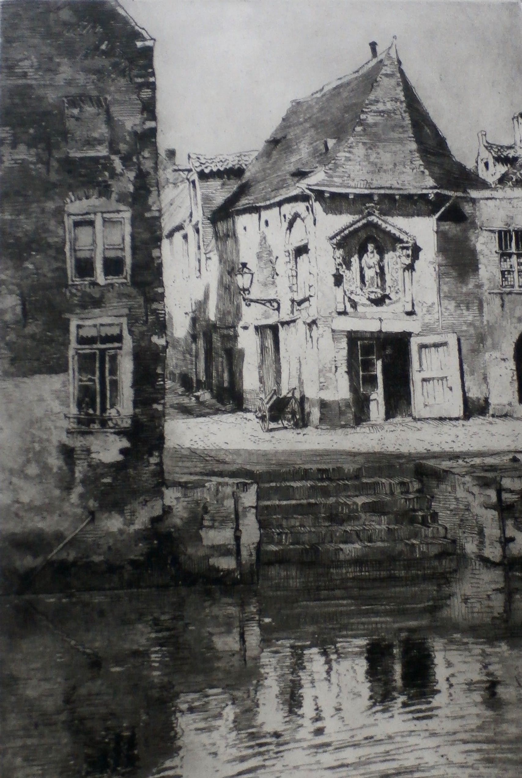 Hendrikus Roodenburg - ets: het oude hoekje (Mechelen, België) - 1928 verkocht voor € 59!