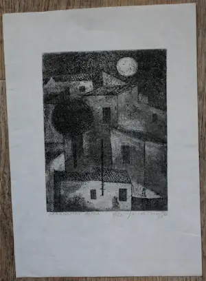Jos van den Berg - Ets: Maanlicht Altea - 1970 kopen? Bied vanaf 39!