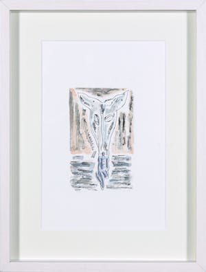 Arie van Geest - Aquarel en potlood, Dierenkop met figuur kopen? Bied vanaf 1!