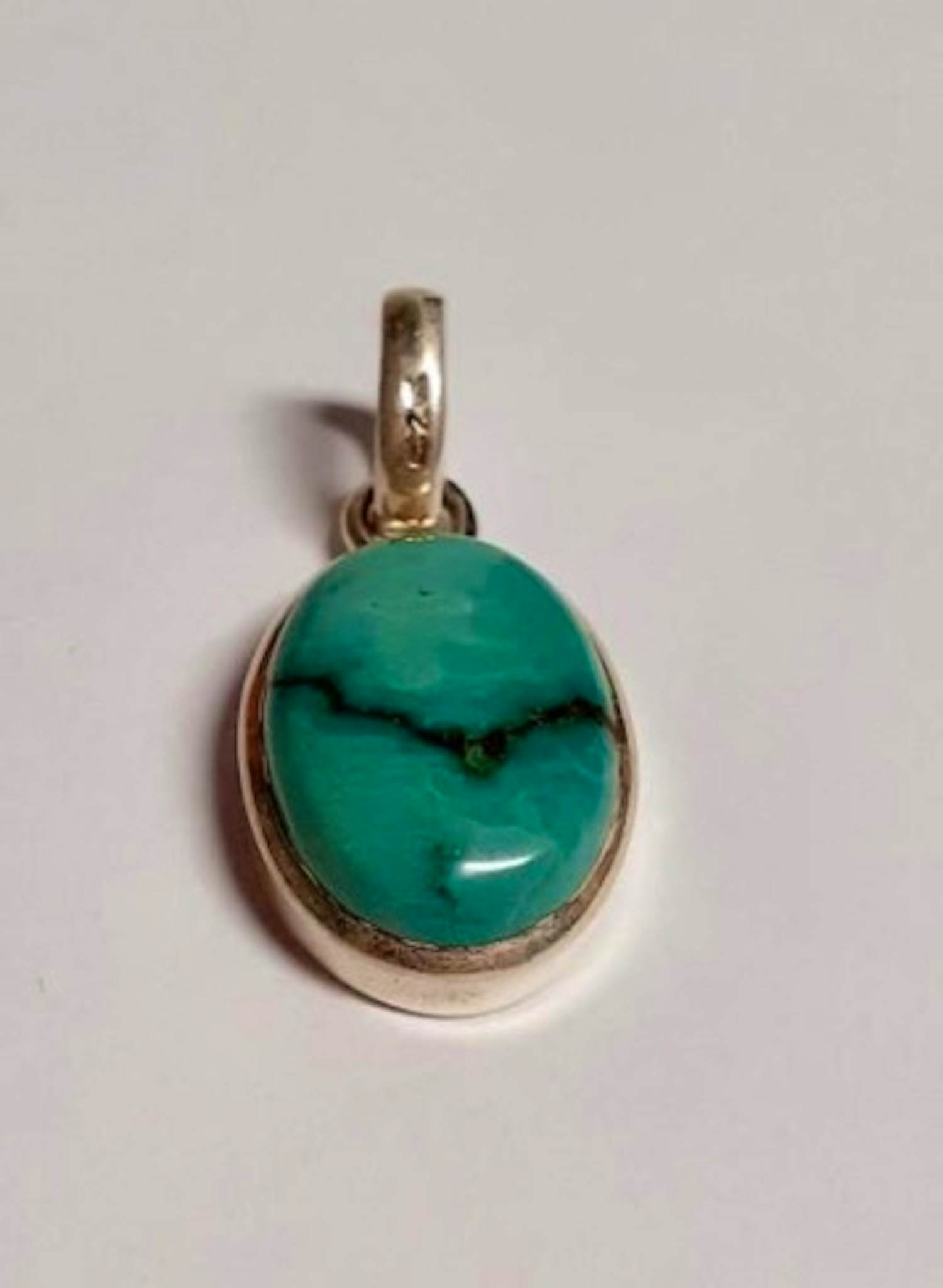 Zilveren Hanger met turquoise verkocht voor € 25!