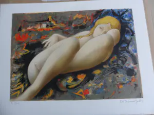 Alain Bonnefoit - Litho, Liggend vrouw. kopen? Bied vanaf 40!