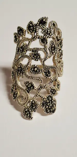 Vintage handgemaakte echte Zwitserse marcasiet setting 925  zilveren  ring kopen? Bied vanaf 75!