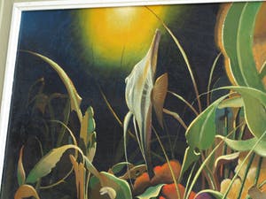 J.B. Palsen - Olieverf op doek , Tropische vissen in aquarium - ingelijst – ca 1960 kopen? Bied vanaf 50!